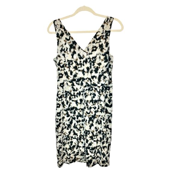 Ann Taylor Sleeveless Surplice Neckline Leopard Print Dress Size 10 NWT Wrap - Picture 2 of 5